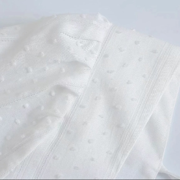 SOLD OUT CLEARANCE White Ruffled Swiss Dot Keyhole Mini Dress - Picture 10 of 10